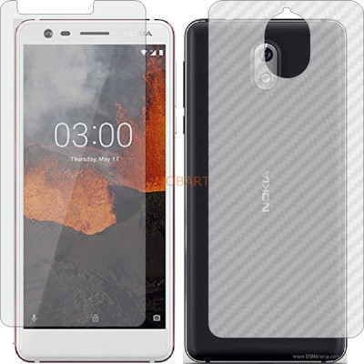 MOBART Front and Back Tempered Glass for NOKIA TA 1063 NOKIA 3.1 (Front Matte Finish & Back 3d Carbon Fiber)(Pack of 2)