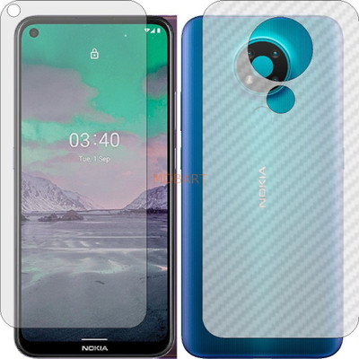 MOBART Front and Back Tempered Glass for NOKIA 3.4 (Front Matte Finish & Back 3d Carbon Fiber)(Pack of 2)