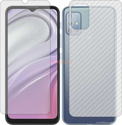 MOBART Front and Back Tempered Glass for MOTO G20 (Front Matte Finish & Back 3d Carbon Fiber)(Pack of 2)