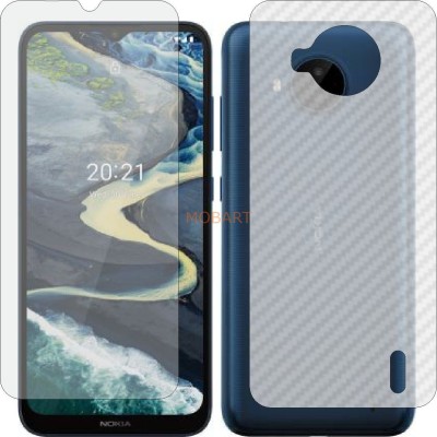 MOBART Front and Back Tempered Glass for NOKIA C20 PLUS (Front Matte Finish & Back 3d Carbon Fiber)(Pack of 2)