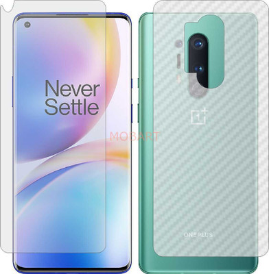 MOBART Front and Back Tempered Glass for ONEPLUS 8 PRO (Front Matte Finish & Back 3d Carbon Fiber)(Pack of 2)