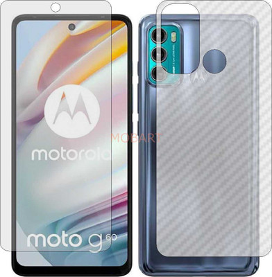 MOBART Front and Back Tempered Glass for MOTOROLA G60 (Front Matte Finish & Back 3d Carbon Fiber)(Pack of 2)
