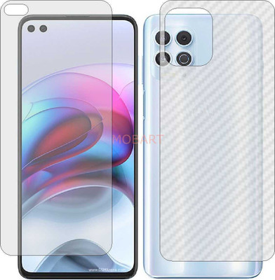 MOBART Front and Back Tempered Glass for MOTOROLA MOTO EDGE S (Front Matte Finish & Back 3d Carbon Fiber)(Pack of 2)