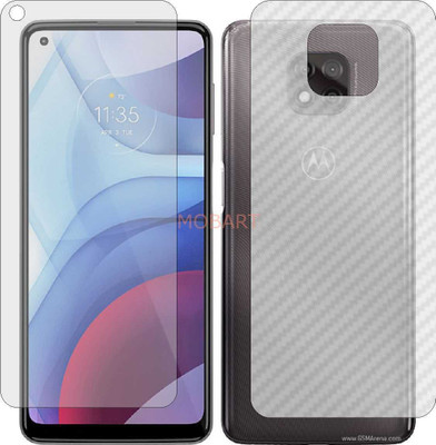 MOBART Front and Back Tempered Glass for MOTOROLA MOTO G POWER 2021 (Front Matte Finish & Back 3d Carbon Fiber)(Pack of 2)