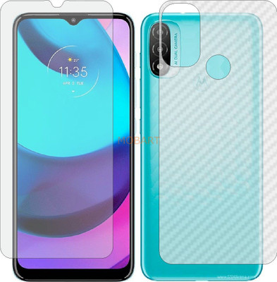 MOBART Front and Back Tempered Glass for MOTOROLA E 20 (Front Matte Finish & Back 3d Carbon Fiber)(Pack of 2)