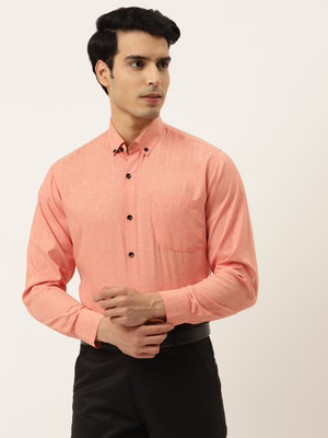 JAINISH Men Solid Formal Orange Shirt