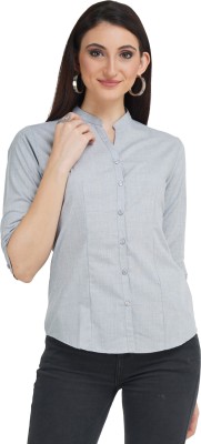 YELLOW PINE Women Solid Formal Grey Shirt