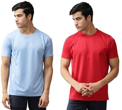 Fundoo Solid Men Round Neck Red, Blue T-Shirt