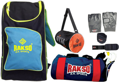 Rakso Combo bag circket kit bag and shoe bag with gym bag wrist support and gym gloves(Chalk Bag)