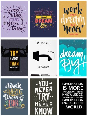 PRINTHUBS 30.48 cm Motivational Quote Vinyl Sticker Poster For Home office Gym Room Wall Decoration ( Size 12x18 Inch ) Design9 Self Adhesive Sticker(Pack of 10)