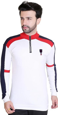 RDS ENTERPRISES Colorblock Men Hooded Neck Red T-Shirt