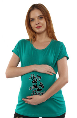 Sillyboom Printed Women Round Neck Green T-Shirt