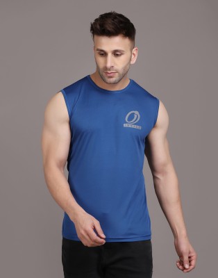 INDIZO Solid Men Round Neck Blue T-Shirt