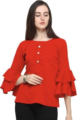 FASHION FLY Casual Solid Women Red Top