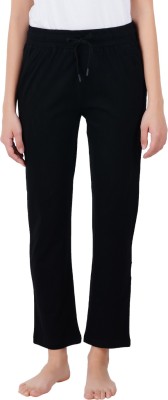 Peach Blossom Solid Women Black Track Pants