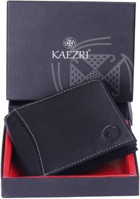 KAEZRI Men Black Genuine Leather Wallet(6 Card Slots)