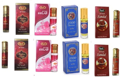 MONET 2 ARABIAN NIGHT 2 1000 FLAWEARS ATTAR , 2 SANDAL ATTAR 8 ML EACH PACK OF 8 Floral Attar(Floral)