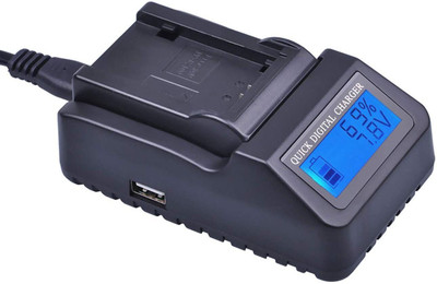 Power Smart for Sony NP-F970, NP-F980, NP-F960, NP-F570, NP-F770, NP-FM55H, NP-FM500H, LCD Multifunction Digital Charger With USB Output LCD Fast Auto Cut Camera Battery Charger  Camera Battery Charger(Black)