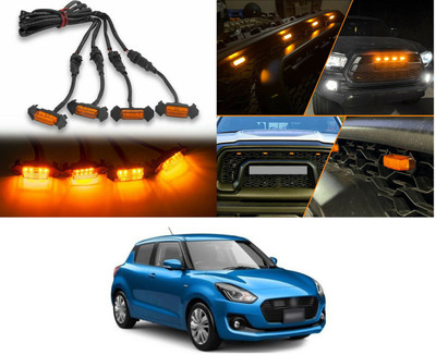 XZRTZ 4Pcs/Set Plug and Play Raptor Style Amber Lens Grille LED Lights Day Running Light Width Light Side Light P172 Headlight Car, Motorbike LED for Maruti Suzuki (12 V, 55 W)(Swift, Pack of 4)