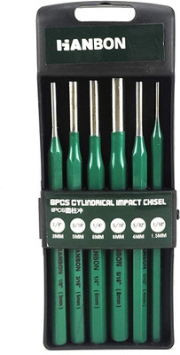 GSK Cut Round Punching 6 Piece Pin Type Punch Chisel Set Cylindrical Impact Chisel set for punching out pins and dowels Firmer Chisel(30 mm Blade)