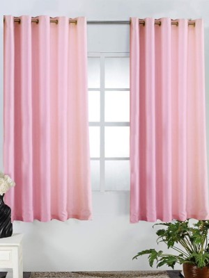 Homefab India 152.5 cm (5 ft) Polyester Transparent Window Curtain (Pack Of 2)(Solid, Pink)