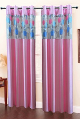 Homefab India 152.5 cm (5 ft) Polyester Transparent Window Curtain (Pack Of 2)(Floral, Pink)