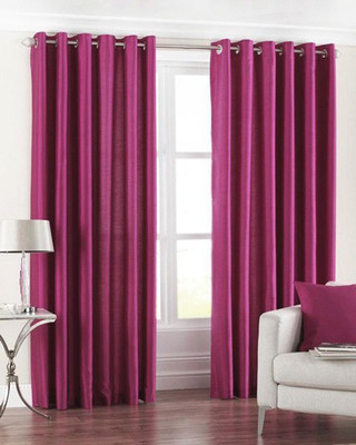 Homefab India 214 cm (7 ft) Door Polyester Semi Transparent Curtain (Pack Of 2)(Lavender, Solid)