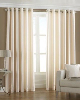 Homefab India 214 cm (7 ft) Polyester Semi Transparent Door Curtain (Pack Of 2)(Solid, Cream)