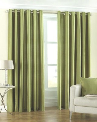Homefab India 244 cm (8 ft) Polyester Room Darkening Long Door Curtain (Pack Of 2)(Solid, Green)