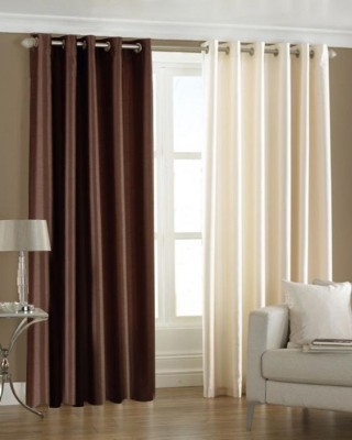 Homefab India 183 cm (6 ft) Polyester Room Darkening Window Curtain (Pack Of 2)(Solid, Multicolor)