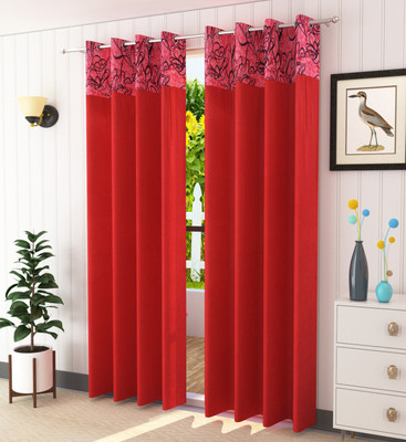 Homefab India 152.5 cm (5 ft) Polyester Semi Transparent Window Curtain (Pack Of 2)(Solid, Maroon)