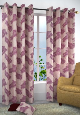 Homefab India 274.5 cm (9 ft) Polyester Room Darkening Long Door Curtain (Pack Of 2)(Floral, Purple)