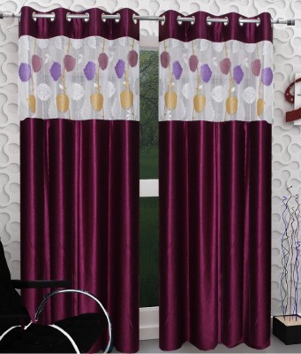 Homefab India 214 cm (7 ft) Polyester Transparent Door Curtain (Pack Of 2)(Solid, Lavender)