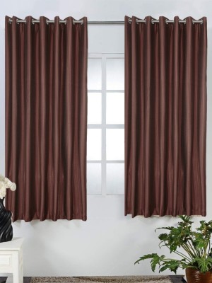 Homefab India 183 cm (6 ft) Polyester Semi Transparent Window Curtain (Pack Of 2)(Solid, Coffee)