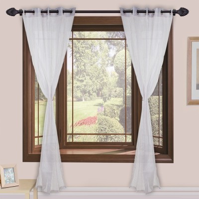 Homefab India 214 cm (7 ft) Polyester Semi Transparent Door Curtain (Pack Of 2)(Solid, White)