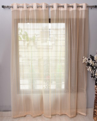 Homefab India 274.5 cm (9 ft) Tissue Room Darkening Long Door Curtain (Pack Of 2)(Solid, Beige)