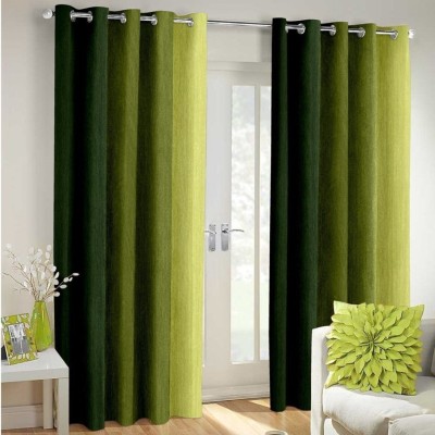 Homefab India 152.5 cm (5 ft) Polyester Room Darkening Window Curtain (Pack Of 2)(Solid, Green)
