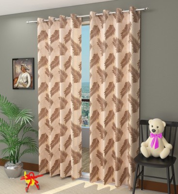 Homefab India 152.5 cm (5 ft) Polyester Room Darkening Window Curtain (Pack Of 2)(Floral, Brown)