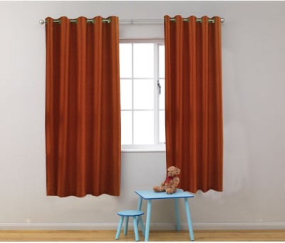 Homefab India 183 cm (6 ft) Polyester Room Darkening Window Curtain (Pack Of 2)(Solid, Rust)