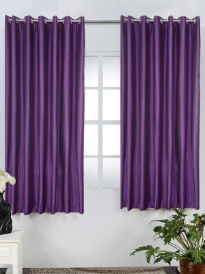 Homefab India 152.5 cm (5 ft) Polyester Blackout Window Curtain (Pack Of 2)(Solid, Purple)