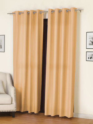 Homefab India 213.5 cm (7 ft) Door Polyester Transparent Curtain (Pack Of 2)(Beige, Solid)