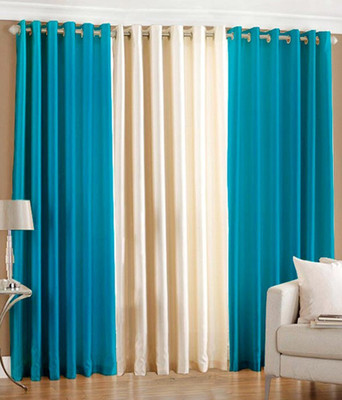 Homefab India 244 cm (8 ft) Door Polyester Room Darkening Curtain (Pack Of 3)(Multicolor, Solid)