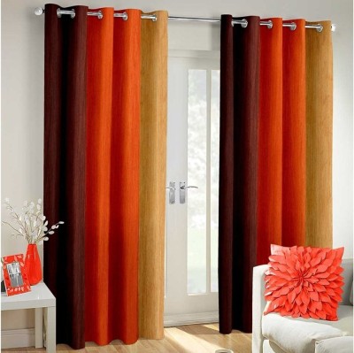 Homefab India 183 cm (6 ft) Polyester Room Darkening Window Curtain (Pack Of 2)(Solid, Orange)