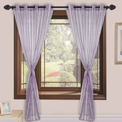 Homefab India 244 cm (8 ft) Polyester Transparent Long Door Curtain (Pack Of 2)(Striped, Purple)