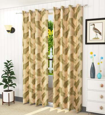 Homefab India 244 cm (8 ft) Polyester Room Darkening Long Door Curtain (Pack Of 2)(Printed, Green)