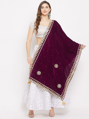 Clora Creation Velvet Embellished Women Dupatta