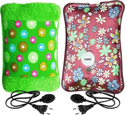 CRETO Hot Gel Bag Combo of 1-FUR AND 1-NON FUR Electric Hot Gel Bag,Winter Special Electric 1 L Hot Water Bag(Multicolor)