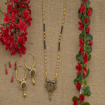 RAMDEV ART FASHION JEWELLERY Brass Gold-plated Gold Jewellery Set(Pack of 1)