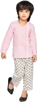 Tiny Bunnies Baby Girls Casual Top Pyjama(Pink, White)