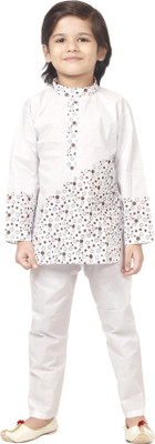 F2CLUB Boys Festive & Party Kurta and Pyjama Set(White Pack of 1)